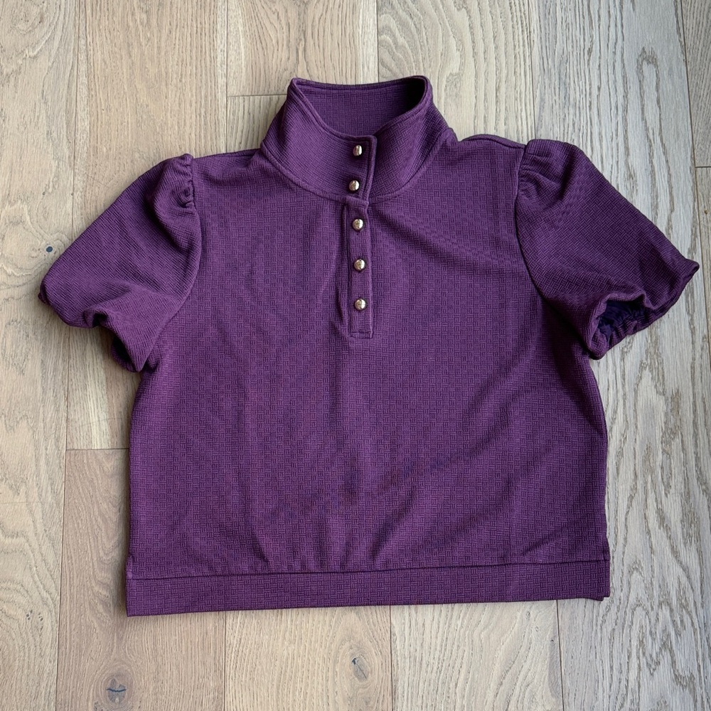 SSYS Plum Textured Collared Polo Shirt Women’s L